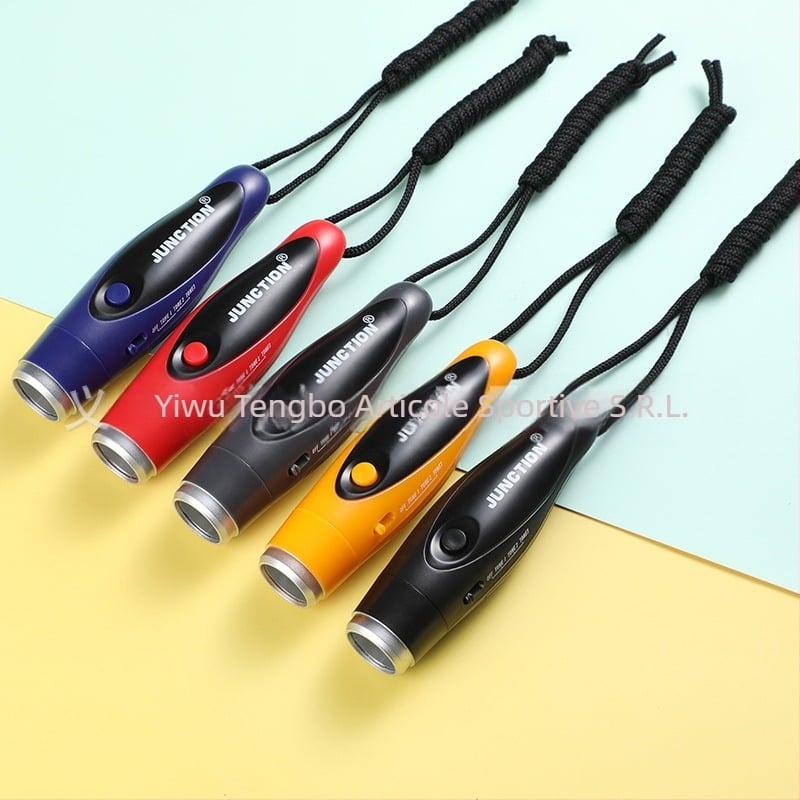  fluier electronic de arbitru cu three tone, cu șnur, ABS; imprimare logo disponibil; potrivit pentru fotbal, baschet, badminton și tenis.