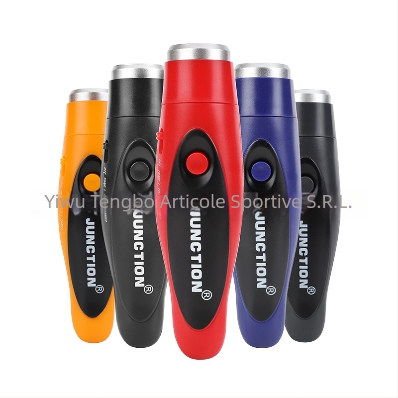  fluier electronic de arbitru cu three tone, cu șnur, ABS; imprimare logo disponibil; potrivit pentru fotbal, baschet, badminton și tenis.