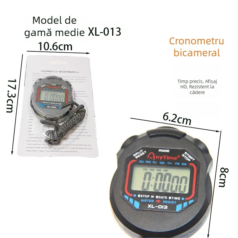 Cronometru electronic pentru antrenament sportiv — atletism, alergare și înot; impermeabil, cu memento de timp