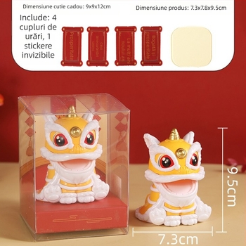 Ornament auto cu dansul leului, solar – plastic, brand Sail, stil tradițional chinezesc, formă desen animat, funcție de binecuvântare, decor pe bordul mașinii