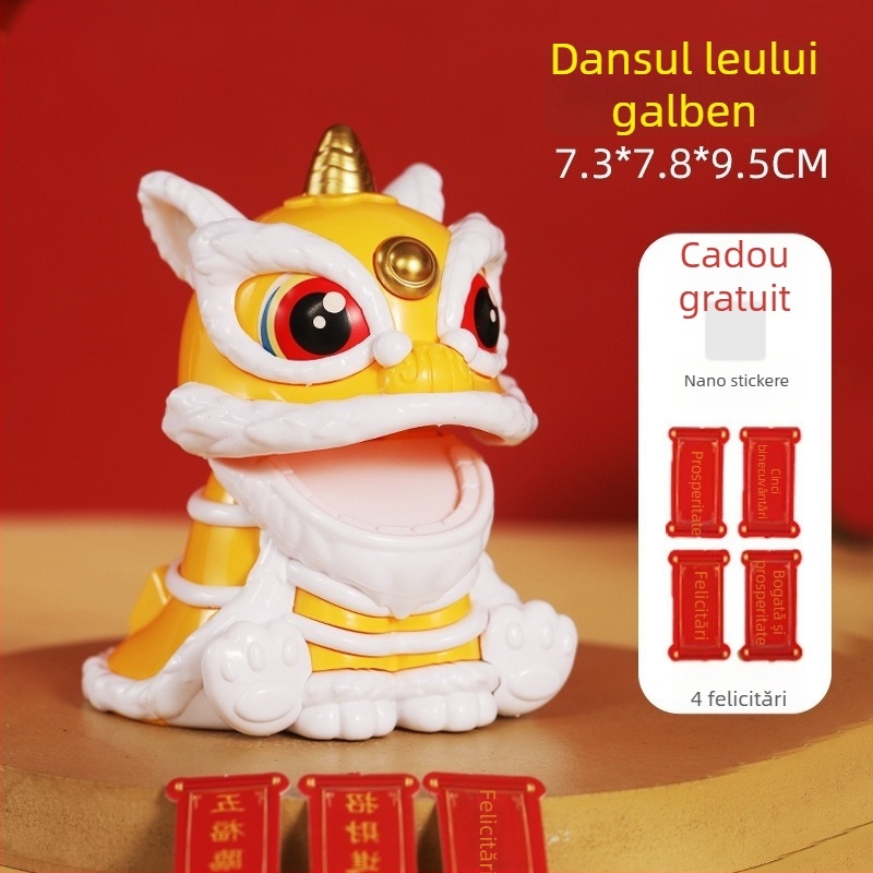 Ornament auto cu dansul leului, solar – plastic, brand Sail, stil tradițional chinezesc, formă desen animat, funcție de binecuvântare, decor pe bordul mașinii