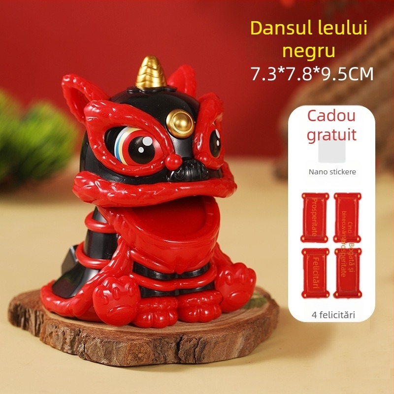 Ornament auto cu dansul leului, solar – plastic, brand Sail, stil tradițional chinezesc, formă desen animat, funcție de binecuvântare, decor pe bordul mașinii