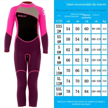 Costum de baie pentru copii, cu mâneci lungi, o singură piesă, din lycra, imprimeu desen animat