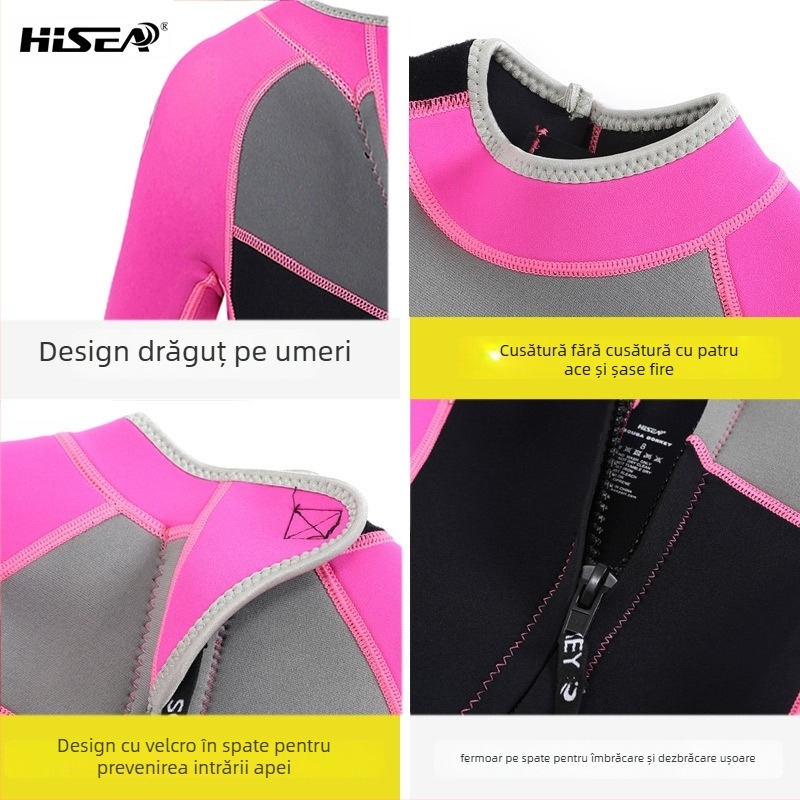 Costum de baie pentru copii, cu mâneci lungi, o singură piesă, din lycra, imprimeu desen animat