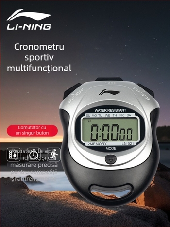 Li Ning ceas electronic cu corp din ABS, rezistent la apă, funcție de pauză, anti-derapant (53 g, afișaj pe un singur rând)