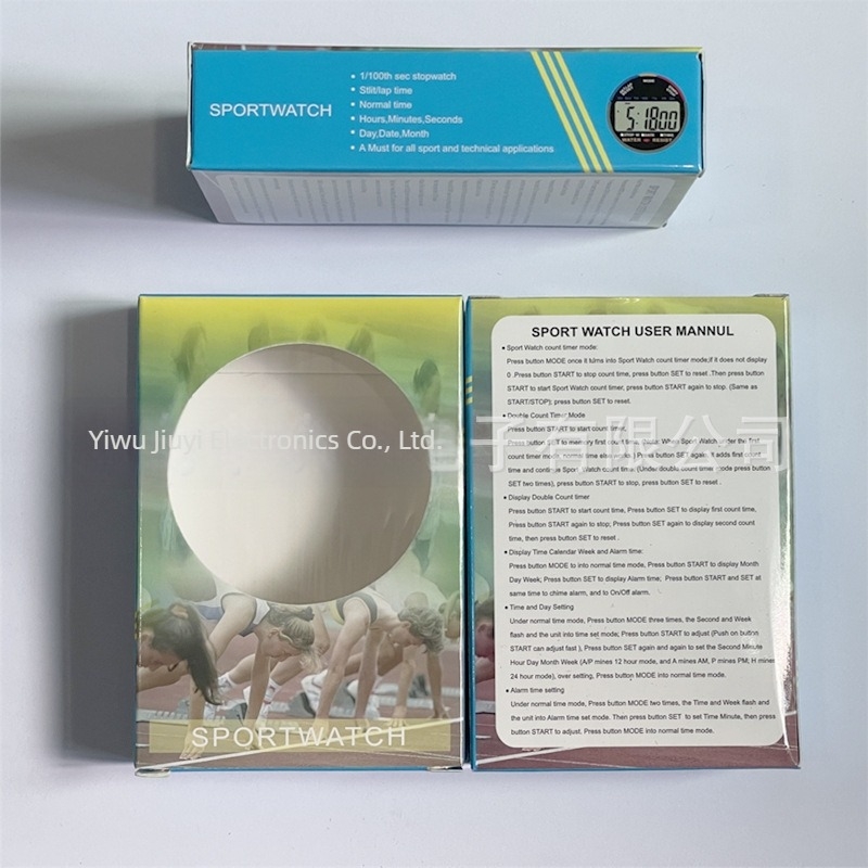 Cronometru electronic cu carcasă ABS, afișaj cu două benzi, nu este impermeabil, potrivit pentru alergare, ciclism, tir, tenis de masă și badminton