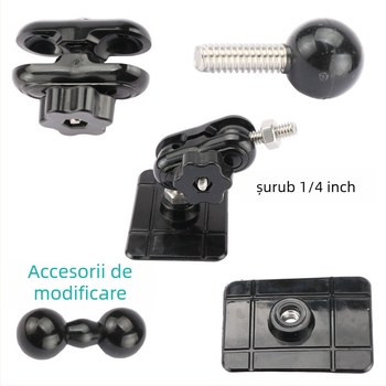 Suport auto pentru telefon cu accesoriu cap balon, montură pe bord cu bandă adezivă, 1/4 inch la 17 mm cap balon, compatibilitate generală, pentru camere sportive