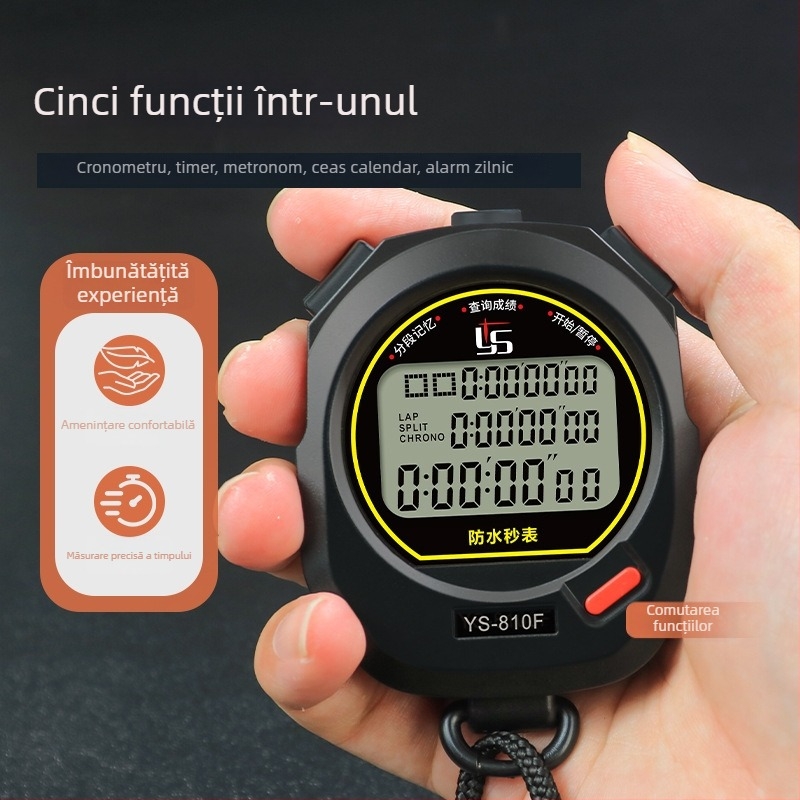 Cronometru electronic Yisheng pentru profesorii de educație fizică, rezistent la apă, cu pauză, afișaj cu trei rânduri, modele 810f (10 rânduri) / 8100f (100 canale)