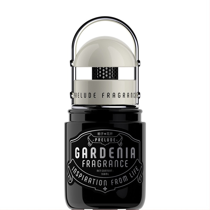 Aromă pentru mașină Gardenia în recipient din sticlă, montare pe scaun, durează peste 90 de zile