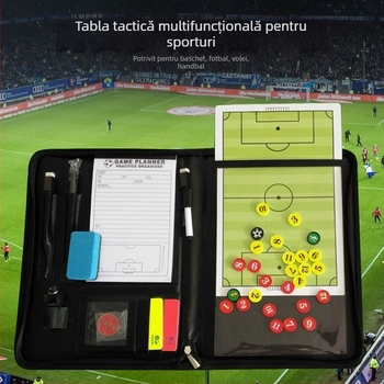 Tabla tactică magnetică cu fermoar din PU pentru arbitri – fotbal, baschet, volei