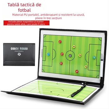 Tablă tactică magnetică pentru fotbal, pliabilă, cu două panouri, pentru arbitri și antrenori