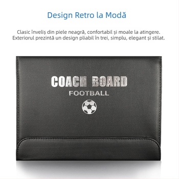 Tablă tactică magnetică pentru fotbal, pliabilă, cu două panouri, pentru arbitri și antrenori