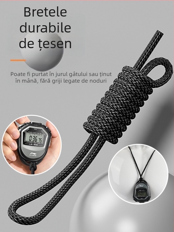 Li Ning Cronometru electronic pentru competiții sportive – impermeabil, funcție pauză, carcasă ABS, 40 g, afișaj cu 2 piste, pentru alergare, ciclism și sporturi cu mingi