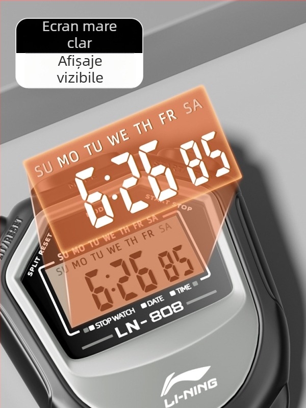 Li Ning Cronometru electronic pentru competiții sportive – impermeabil, funcție pauză, carcasă ABS, 40 g, afișaj cu 2 piste, pentru alergare, ciclism și sporturi cu mingi