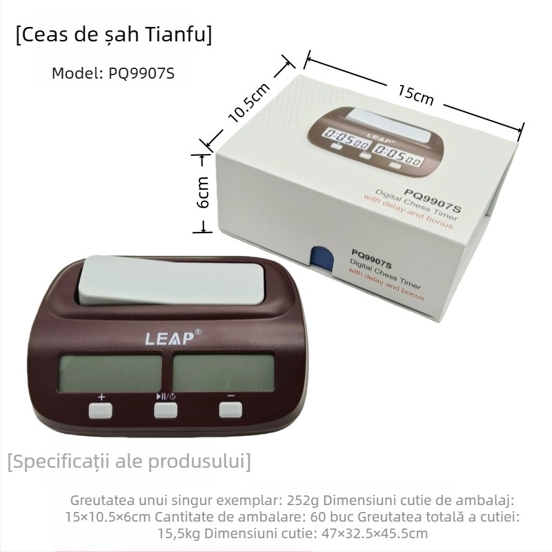 Cronometru electronic pentru şah, corp ABS, 252 g, imprimare logo disponibilă, potrivit pentru şah și jocuri de cărți