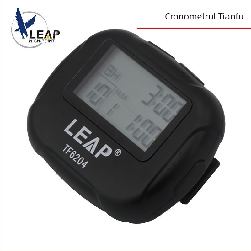 Cronometru electronic Tianfu TF6204 pentru antrenamente prin intervale, cronometru de tip countdown, funcție pauză, carcasă ABS anti-derapant, afișaj cu două rânduri