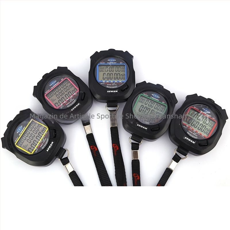 Cronometru electronic cu carcasă ABS, rezistent la apă, funcție pauză, memorie tururi 30/60/100, greutate 60 g