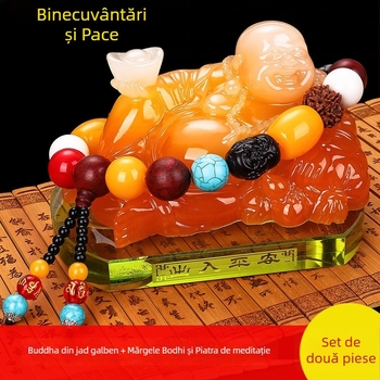 Decorațiune auto parfum – statuetă Maitreya Buddha, din rășină; stil chinezesc tradițional; funcție: decorare
