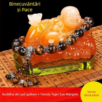 Decorațiune auto parfum – statuetă Maitreya Buddha, din rășină; stil chinezesc tradițional; funcție: decorare