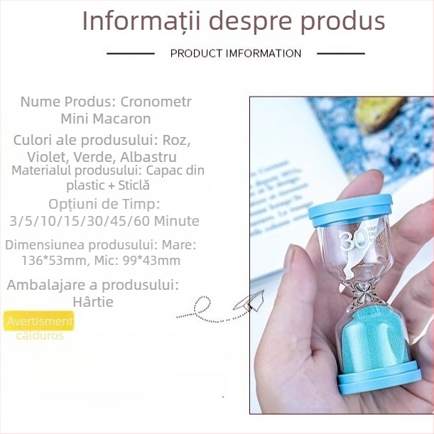 Cronometru cu nisip din sticlă – gestionare educațională a timpului, ornament suspendat, cadou pentru elevi