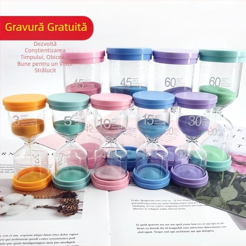 Cronometru cu nisip din sticlă – gestionare educațională a timpului, ornament suspendat, cadou pentru elevi