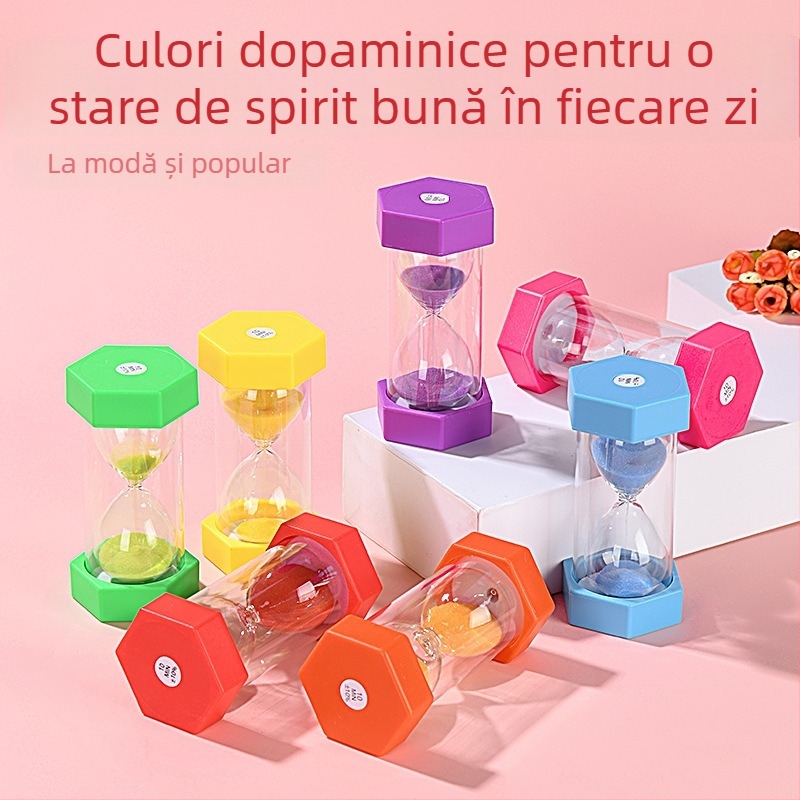 Set clepsidră hexagonală – cronometru 10/30 de minute, lucrat manual, sticlă obișnuită, stil simplu modern