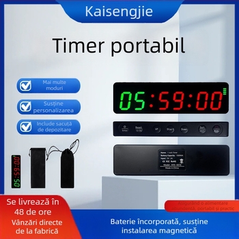 Cronometru/ceas electronic pentru sport cu carcasă ABS, nu este impermeabil, funcție pauză, greutate 100 g (Material: ABS; Impermeabilitate: Nu; Pauză: Da; Greutate: 100 g)