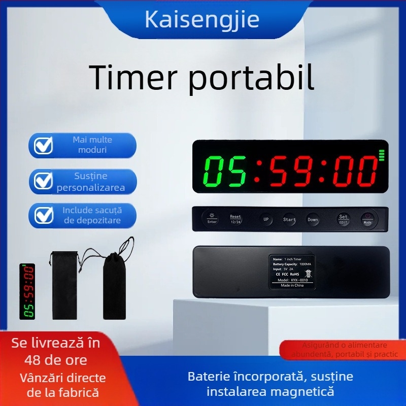 Cronometru/ceas electronic pentru sport cu carcasă ABS, nu este impermeabil, funcție pauză, greutate 100 g (Material: ABS; Impermeabilitate: Nu; Pauză: Da; Greutate: 100 g)