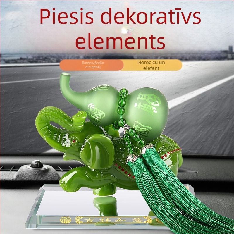 Ornament auto interior cu motif elefant și dovleac, stil modern, din rășină și cristal, brand Xi Mao, logo imprimat, personalizare disponibilă