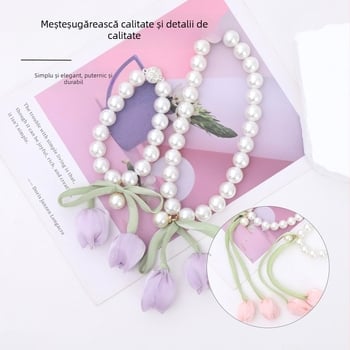 Curea de prindere pentru perdea Tulip Pearl Buckle, Material: Plastic + Magnet + Artă din Țesături, Stil: Lux Lejer, Export internațional exclusiv
