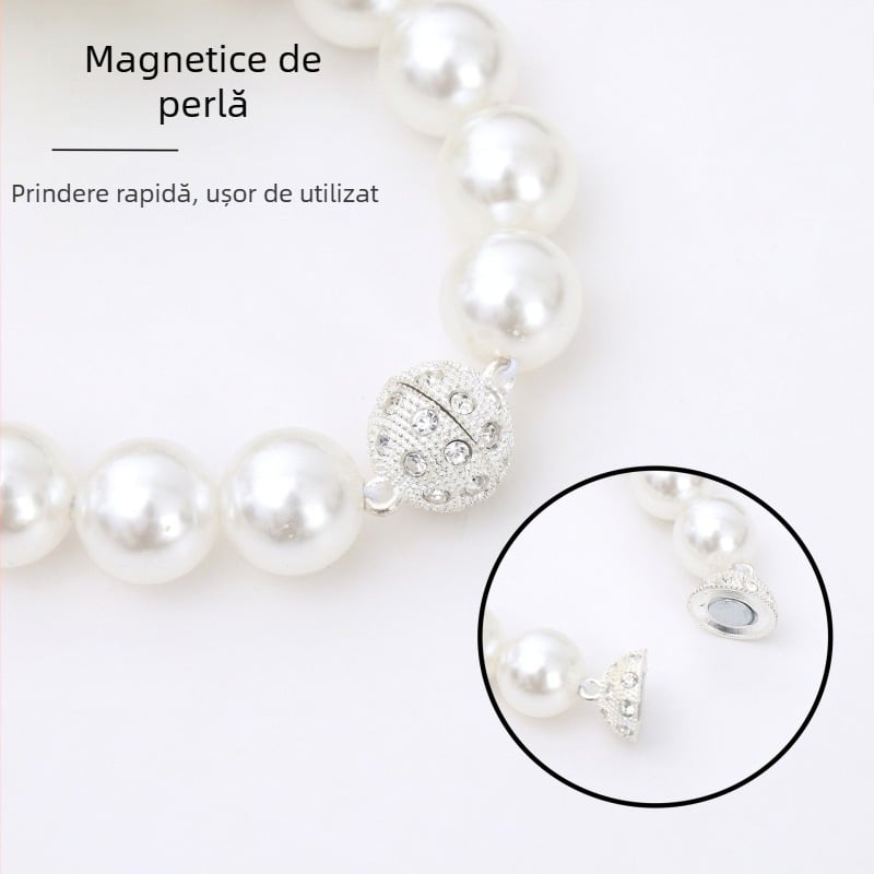 Curea de prindere pentru perdea Tulip Pearl Buckle, Material: Plastic + Magnet + Artă din Țesături, Stil: Lux Lejer, Export internațional exclusiv