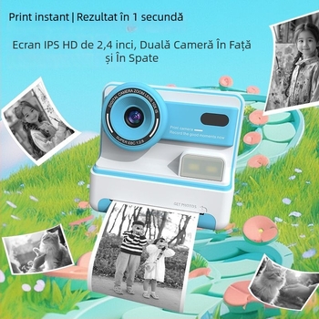 D101 Cameră Polaroid Instantanee cu Lentile Frontale și Spate Duale, 3600W Pixeli, Ecran LCD de 2,4 Inch, Stocare TF Card, Carcasă ABS