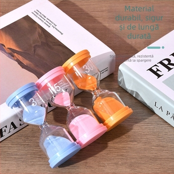 Kyushu Ceas de nisip Macaron pentru învățare, sticlă cu nisip, intervale de 3/5/30/60 minute, ornament creativ pentru birou