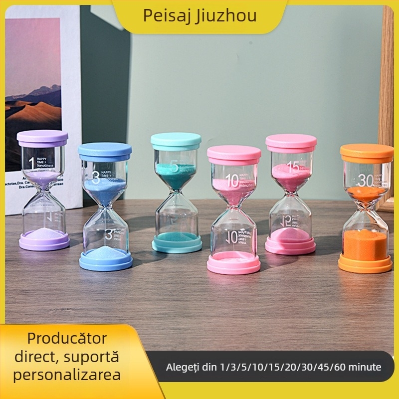 Kyushu Ceas de nisip Macaron pentru învățare, sticlă cu nisip, intervale de 3/5/30/60 minute, ornament creativ pentru birou