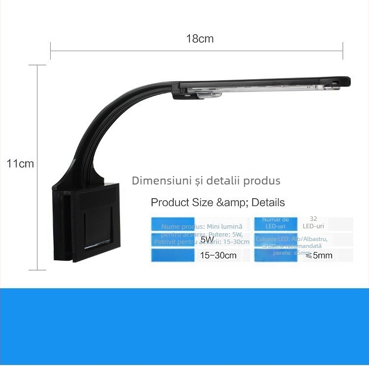 Lampa clip Oster pentru acvariu LED, 5W, Greutate 2, Fără import