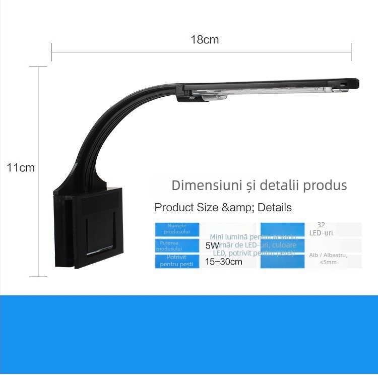 Lampa clip Oster pentru acvariu LED, 5W, Greutate 2, Fără import