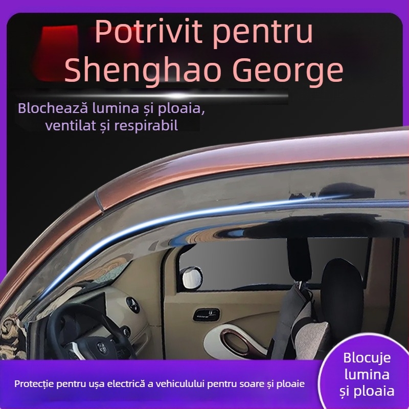 Visor de ploaie pentru fereastra vehiculului electric cu patru roți – Material PU; Protecție împotriva ploilor pentru fereastră; Fără prelucrare personalizată