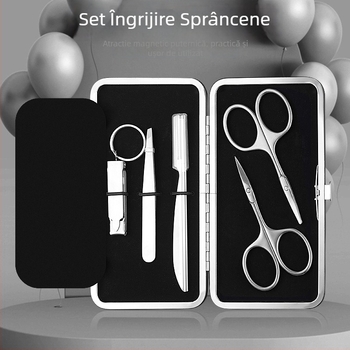 Set de tuns sprâncene și foarfece pentru păr nazal — oțel inoxidabil, unelte de înfrumusețare (clip pentru sprâncene)