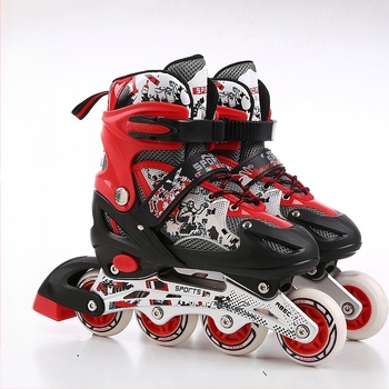 Patine cu role partea superioară PU + plasă; roți într-un singur rând; roți PVC; talpă din cauciuc; Juemei