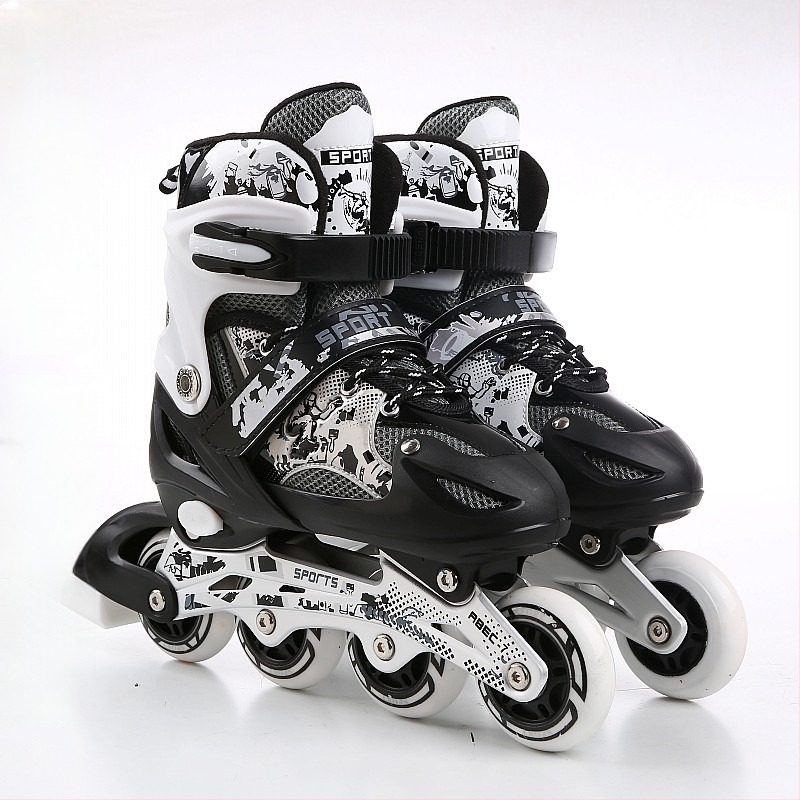 Patine cu role partea superioară PU + plasă; roți într-un singur rând; roți PVC; talpă din cauciuc; Juemei