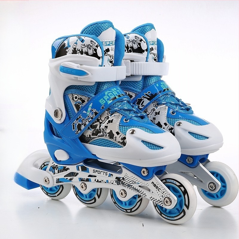 Patine cu role partea superioară PU + plasă; roți într-un singur rând; roți PVC; talpă din cauciuc; Juemei