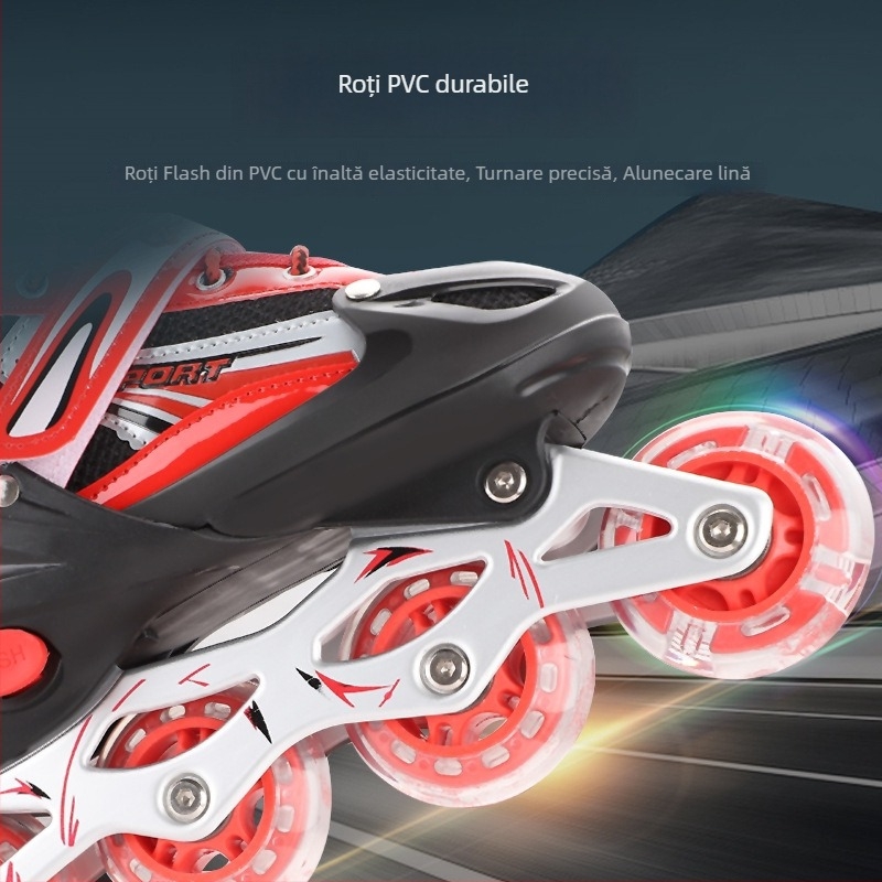 Patine cu role din plasă, roți într-un singur rând din PVC, talpă din plastic