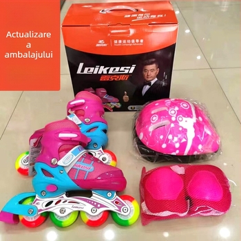 Rex patine inline pentru începători, unisex, set complet, roți PU, un singur rând, material superior PU+ plasă, talpă din cauciuc