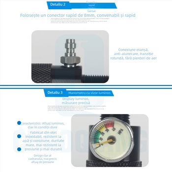 Adaptor de măsurare a presiunii pentru cilindrul de oxigen de scufundare, filet M18×1,5, afișaj luminos, 40 MPa