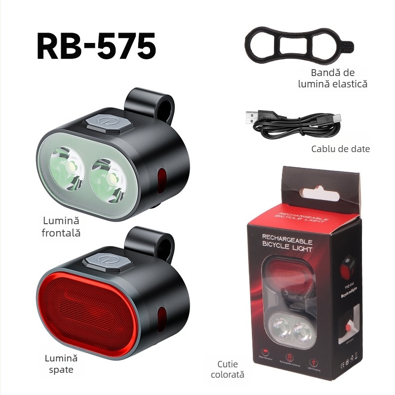 Lumină frontală pentru bicicletă – 5W cu laser, rază 200–500 m, baterie 5000 mAh, rotire la 360°