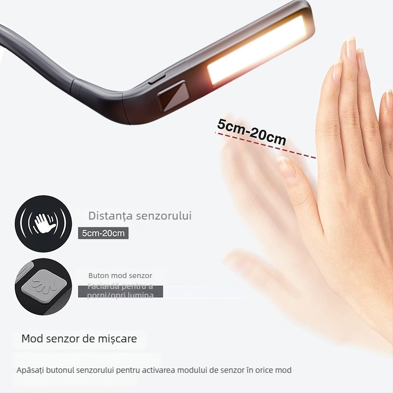 Lampa frontală pentru pescuit cu LED, baterie încorporată de 1800 mAh, carcasă ABS, rază de până la 50 m