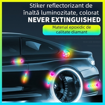 Bandă anticoliziune cu etichete reflectorizante colorate pentru uz general