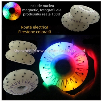 Patine cu role White Aurora, roți PU cu un singur rând, partea superioară PU, talpă TPR