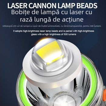 Frontala pentru camping în aer liber cu LED, 5W, 4800mAh, aliaj de aluminiu, impermeabilă