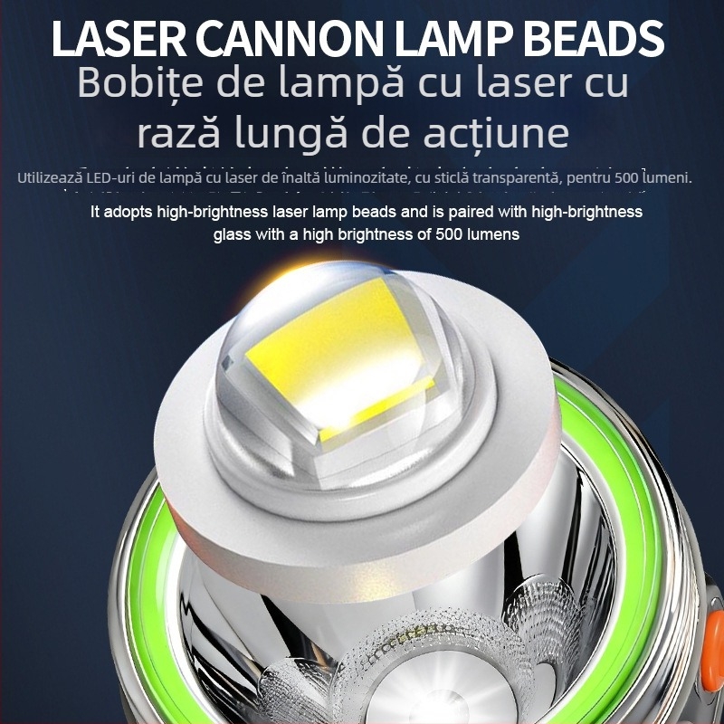Frontala pentru camping în aer liber cu LED, 5W, 4800mAh, aliaj de aluminiu, impermeabilă